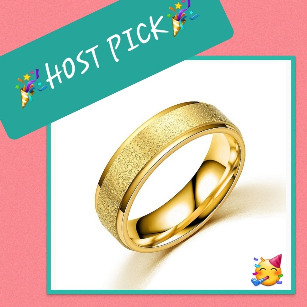 Gold Frosted Stainless Steel Ring